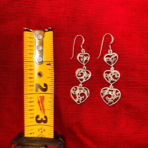 Elegant Silver Heart Drop Earrings